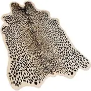 Large Size Leopard Print Rug 5.2 x 6.6 Feet Faux Fur Leopard Hide Rug Animal Printed Rug Carpet for Home Office Livingroom,Bedroom.