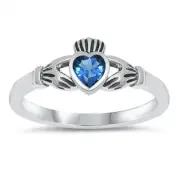 Baby Claddagh Ring Genuine Sterling Silver 925 Rhodium Plated 7 mm Size 1 - 9