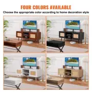 Boho Rattan TV Stand for 55 Inch TV Mid Century Modern Console with Adjustable