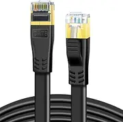 CAT 8 Ethernet Cable, 25m 26AWG High Speed 40Gbps 2000MHz Heavy Duty Shielded S/FTP CAT8 Flat Gigabit Network Internet RJ45 LAN Patch Cord for Gaming, PS5, PS4, PS3, Xbox, Router, Modem (25m Black)
