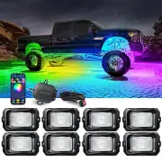 MICTUNING C2 8 Pods RGB+IC LED Rock Lights Offroad Lamp Underglow Lights Kit