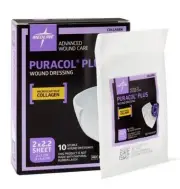 Medline Puracol Plus Collagen Wound Dressings 1 Box Of 10 (2 x 2.2 in) Exp 08/24