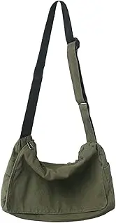[AZIDWERYQ] Canvas Messenger Bag, Large Capacity Canvas Tote Bag with Adjustable Strap, Crossbody Tote Pouch with Side Pockets for School Travel Casual Daily