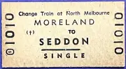 VR Ticket - MORELAND to SEDDON (Change Train at North Melbourne) - Single