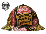 Custom Hydrographic Safety Hard Hat DEMOLITION PRO CHOICE WIDE BRIM