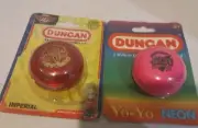 2 DUNCAN YO=YO 1 IMPERIAL 2004 75TH ANNVERSARY AND 1 PINK NEON HASBRO MFG.