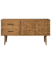 Walker Edison Modern Boho Solid Wood 2-Door Geometric Wood Detail Sideboard