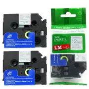 2/Pack 12mm Blue on White Tape for P-touch Model PT2400, PT-2400 Label Maker