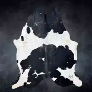 Extra Large Black and White Cowhide Rug Size 7.2x8.5 ft---4846