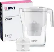 BWT Vida Water Filter White 2.6 L | Filter with 1 Soft Filtered Water Extra Filter Cartridge | Water Filter Drinking Water | Filters Limescale, Chlorine, Lead & Copper