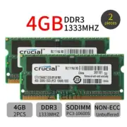 Crucial 8GB 2x 4GB PC3-10600S DDR3 1333MHz 204Pin SODIMM intel Laptop Memory BT