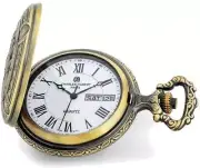 Charles Hubert Antiqued Gold-Finish 2 Horses Pocket Watch