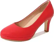 [kkdom] Women's Classic Leather Round Toe Bridal Wedding Party Platform Low Heel Dress Pump Shoes