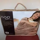 Brookstone N-A-P Luxury Throw Blanket Tan Plush NapSoft Satin Trim 40”X 60” New