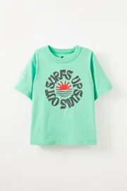 [Cotton On Kids] Cotton On Kids - Jonny Short Sleeve Graphic Print Tee - Mint breeze/surfs up, suns out 7 MINT BREEZE/SURFS UP, SUNS OUT