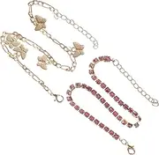 LIFKOME 2pcs T Alloy Tassel Bracelet Anklets for Women Hoops Bracelets for Women Trendy Heart Ankle Bracelets Rings for Women Layered Anklets Chain Hoop Earrings Women Double Pink