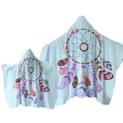 Light Blue Background Dream Catcher Towel with Hood