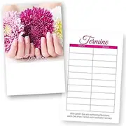 100 Nail Studio Appointment Cards Flower Nails for Nail Design, Manicure and Nail Art with 10 Appointment Fields