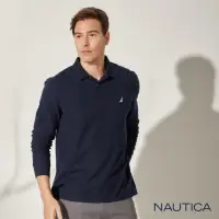 在飛比找momo購物網優惠-【NAUTICA】男裝 吸濕排汗百搭素面長袖POLO衫(深藍