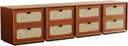 GUAWJRZDP Storage Cabinet, Retro Drawer Chest, Wood Chest of Drawers, Drawers Storage with Rattan Decoration, Multifunctional Chest of Drawers, for Bedroom, Living Room, Rustic Brown(4cabinet)