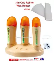 3 in One Roll On Cartridge Wax Heater Warmer Strip Wax + Waxing Strips