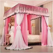 Mosquito Nets for 1.5m/5ft Beds, Four-Corner Poles Bed Canopy - Easy to Install, Bedroom Decor Luxury Bed Curtains (Color : Style 10, Size : 1.5x2x2m)