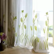 Melodieux Wheat Embroidery Sheer Curtain for Patio Door Living Room Wide Window