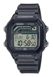 Casio Digital Alarm Preset Timer Backlight Calendar WS-1600H-8AV 100M Mens Watch
