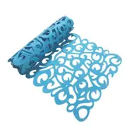 Catzon Rectangle Hollow Out Felt Table Runners Desk Mat for Home-SkyBlue