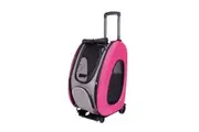 Ibiyaya EVA 4-in-1 Combo Pet Carrier on Wheels, Hot Pink