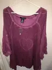 WOMENS NEW MAUVE PURPLE KNIT DENIM 24/7 KNIT BLOUSE SHIRT TOP TUNIC SIZE 2X 54"
