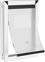 Aluminum XL Dog Door for Door with Magnetic Flaps, Extra Large Dog Doors for Large Dogs, Two Sliding Lock Panels Included, Pet Door for Dogs up to 220lbs