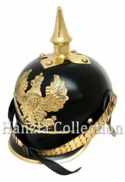 Brass Leather Armor Spike Officer Helmet German Pickelhaube Prussian WWI Costume