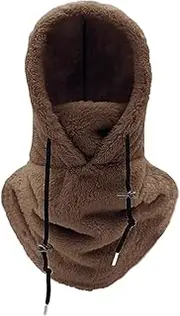 [Generic] Winter Warm Ski Mask With Drawstring Customizable Fit For Men And Women Warm Face Neck Cover Wool Winter Hood Plush