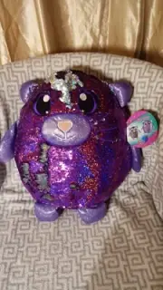 Shimmeez Sequins 15" Purple/gray Christy The cat Plush Stuffed Animal