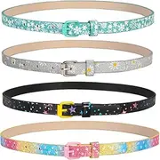 [INSIGHTER] Belts for Girls 3 Pack Teen Kids Fashion Preffered PU Leather Glitter Belt Fit Pant 19"-30"