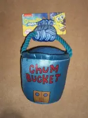 New DOG TOY SPONGEBOB SQUAREPANTS CHUM BUCKET WITH SQUAKER & ROPE TUG Plush