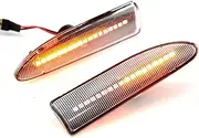 2x Car Indicator Lights Compatible with Ja-guar X-Type 2002-2009 Car Dynamic Side LED Turn Signal Water Flowing Fender Lamps Amber-White Crystal, estándar
