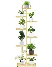 [SOGA] 8 Tier 9 Pots Metal Flowerpot Shelf Rack in Gold