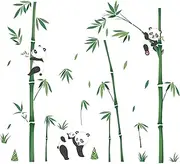 BWCXXZH Panda Decor Wall Stickers Bamboo Wall Art Decals, Green Plants Peel and Stick Wall Murals Bamboo Wall Decoration Decals for Baby Kids Bedroom Nursery Living Room Décor