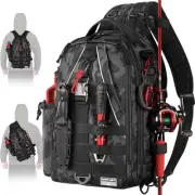 Ghosthorn Fishing Backpack Tackle Sling Bag - Fishing Backpack with Rod Holde...