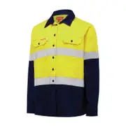 Hard Yakka Size 14 Yellow / Navy Women's Hi Vis Taped Long Sleeve Shirt