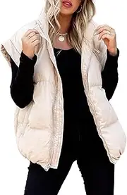 [KEOYA] Puffer Waistcoat for Women Stand Collar Winter Warm Vest Jacket Lightweight Windproof Vest