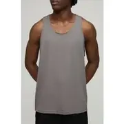 Mens Charcoal Regular Fit Basic Racer Back Vest