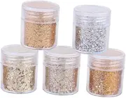 Ipetboom 5 Pcs Nail Glitter Powder Set 1mm/2mm/3mm Sequin Gradient Dipping Powder for Manicure Glitter Manicure
