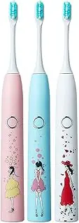 FDAKANGJU Acoustic Wave Electric Toothbrush Adult Household Cartoon Pattern Travel Sonic Soft Smart Clean Toothbrush (Color : White)