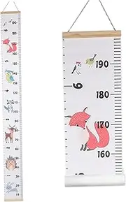 Kids Height Wall Chart, Decorative Cartoon Animal Canvas Removable Growth Chart for Wall 10-190 cm Ruler with Traceless Hook for Children's Room