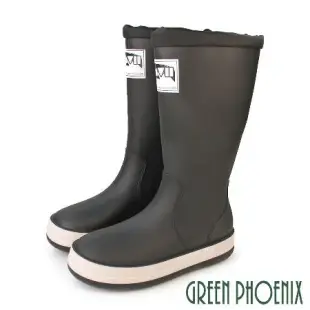 【GREEN PHOENIX】女 雨靴 雨鞋 防水靴 防水鞋 大尺碼 長筒 束帶 平底