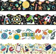 VABAMNA 120Ft Bulletin Board Decorations Science Bulletin Board Borders, Back to School Science Lab Border Trim for First Day of School Classroom Home Office Science Themed Party Door Wall Decor