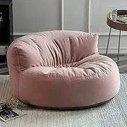 Bean Bag Chair Chenille Bean Bag Cover Washable Ultra Soft Pouf Ottoman No Filler Kids Adults Beanbag Chair Lazy Armchair Couch Floor Seating Living Room Furniture (Color : Light Pink, Size : 100cm